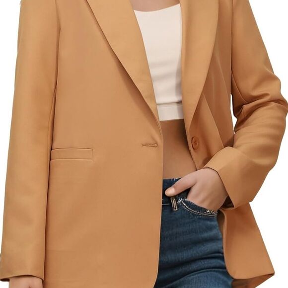Alsogo Women’s Camel Khaki Blazer – Size Large, NWT, Career & Casual Layering - Picture 3 of 10